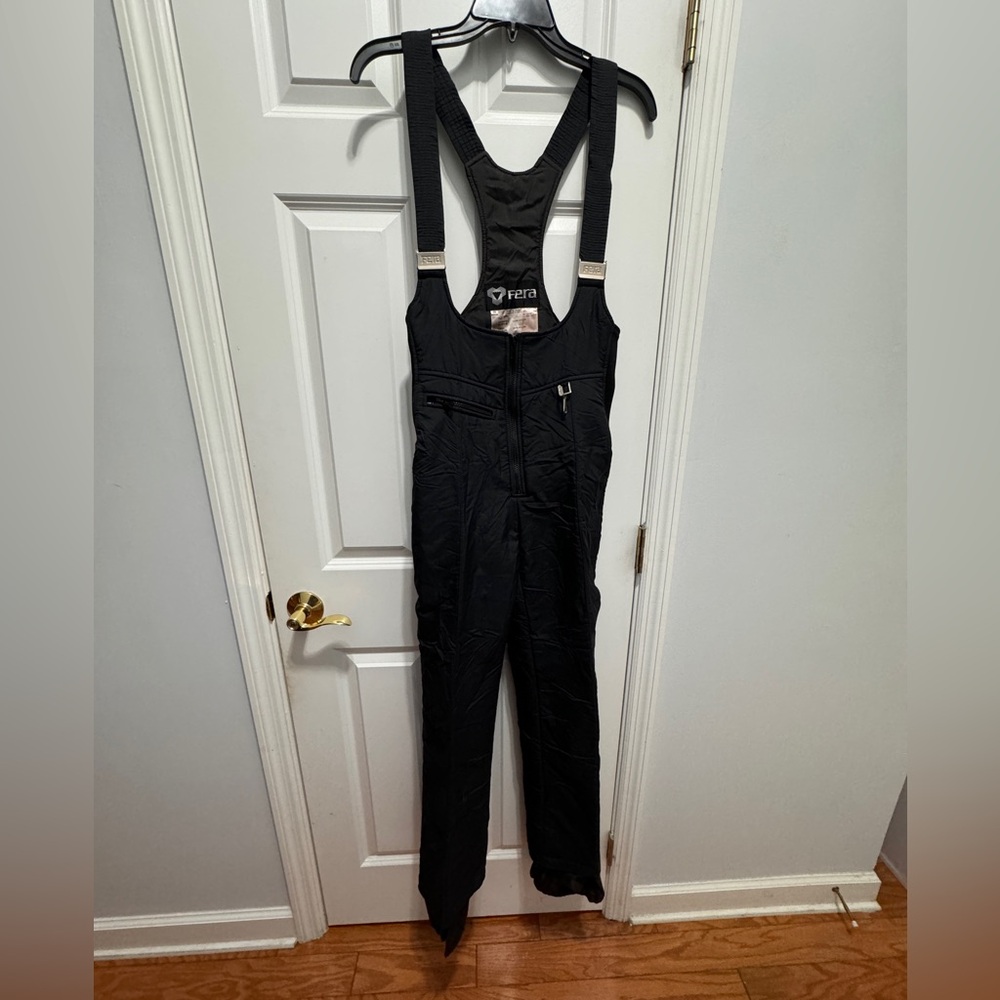 FERA size 10 black ski overalls made in Hong Kong